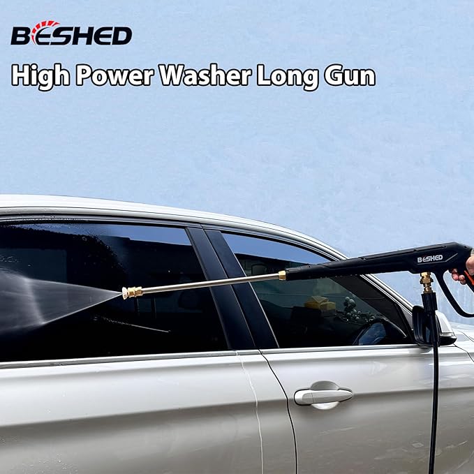 Durable Pressure Washer Gun Kit, Power Washer Gun with Replacement Extension Wand, M22 Fitting, 5 Spray Nozzle Tips, 37 Inch, 3000 PSI