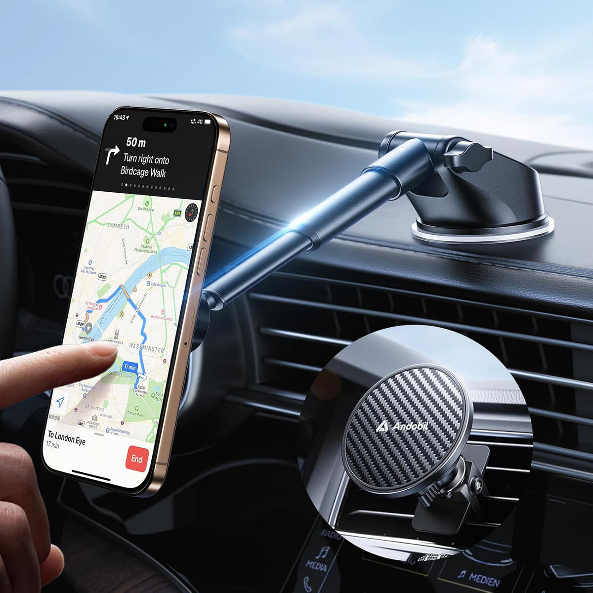 andobil for MagSafe Car Mount [Strong Magnet&Metal Clip] Vent Phone Holder