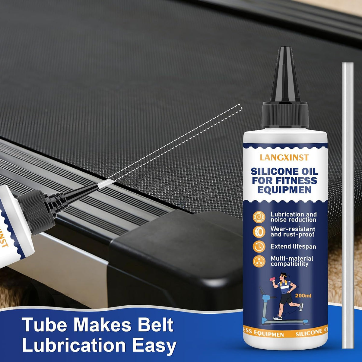 Skiennix Treadmill Belt Lubricant - 200ml 100% Silicone High-Temperature Formula | Reduces Friction & Noise
