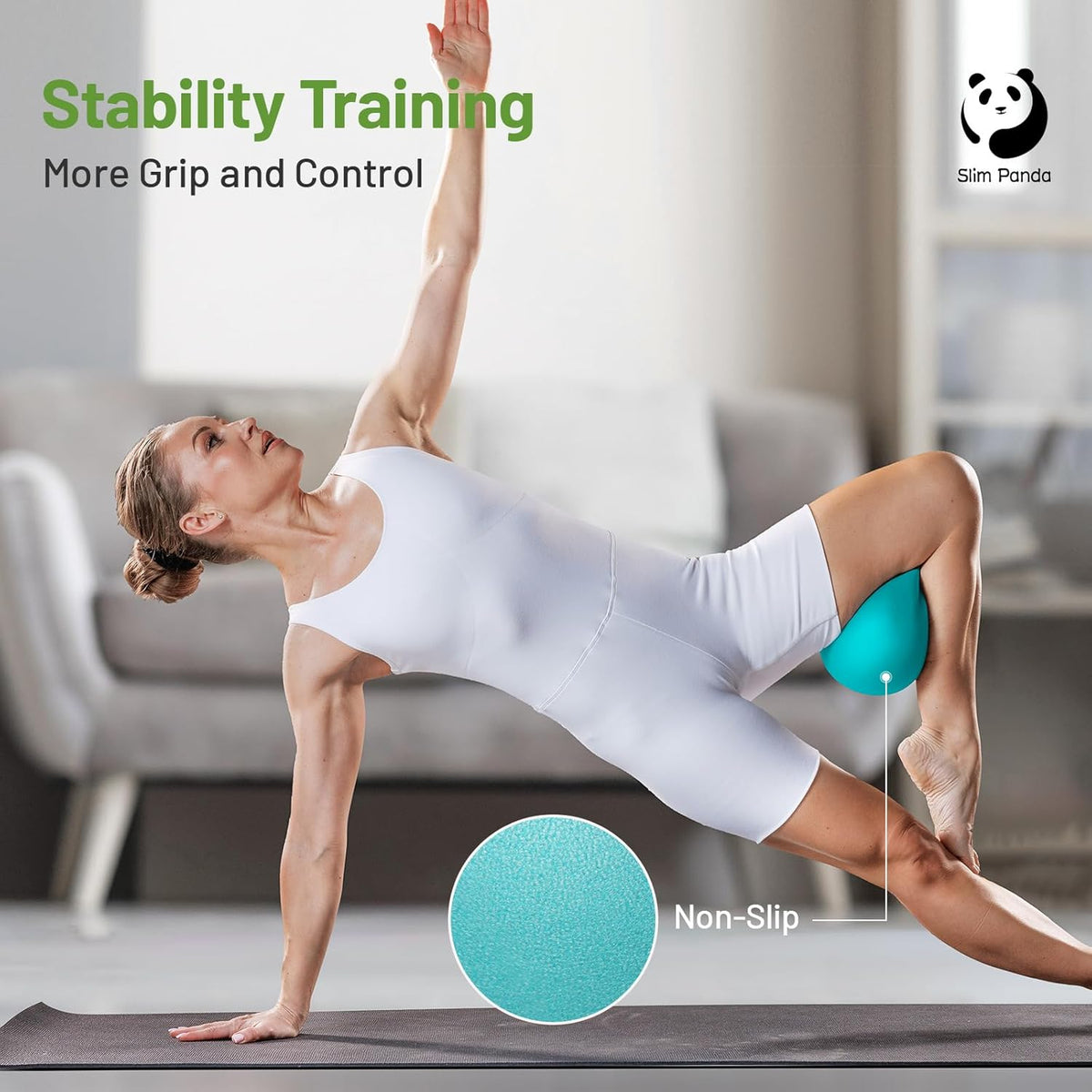Slim Panda Pilates Ball - 9 Inch Anti-Burst Mini Yoga Ball for Stability and Core Strength