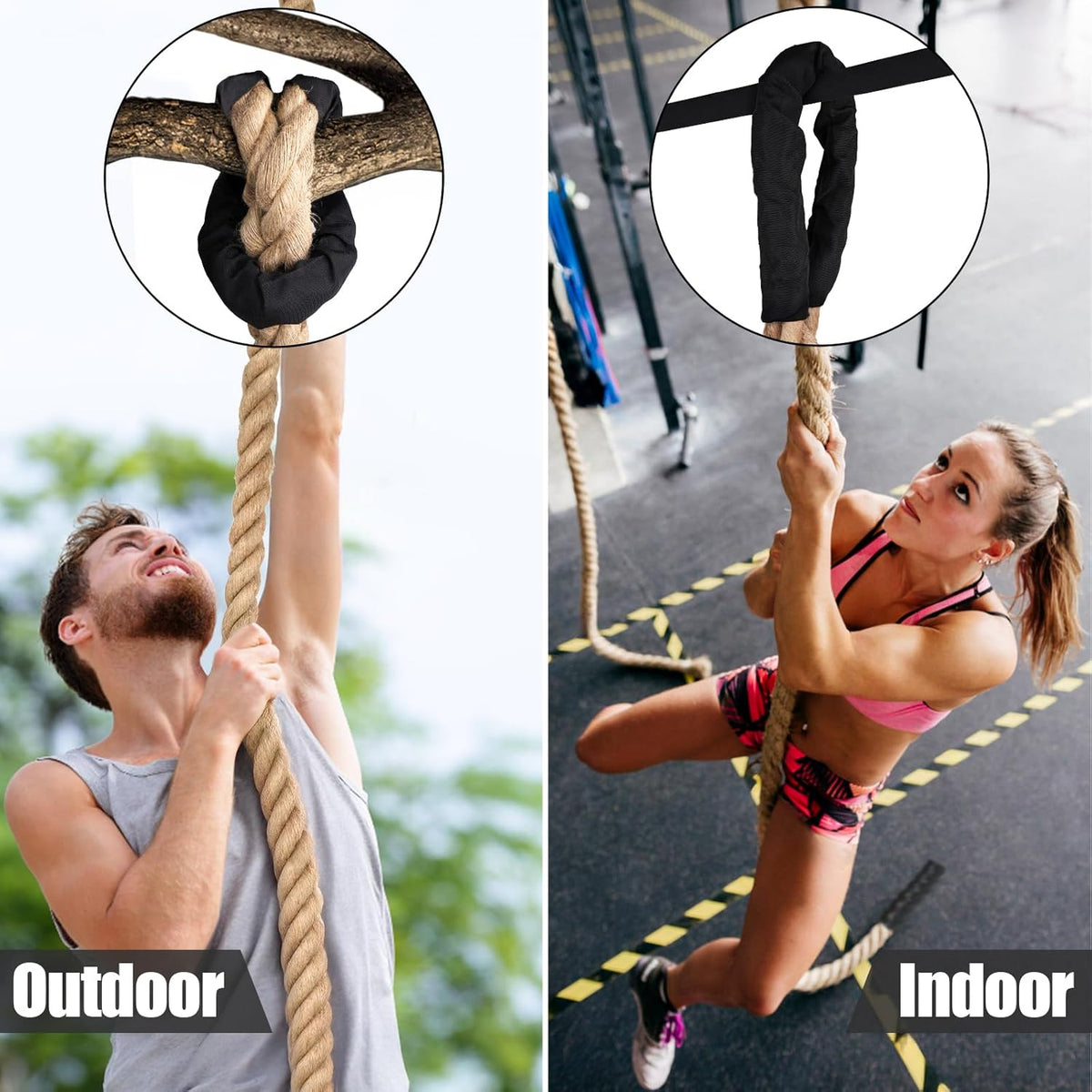 X XBEN Climbing Rope - Heavy Jute Rope for Strength Training | 10FT, 20FT, 30FT, 50FT, 1.5 Inch