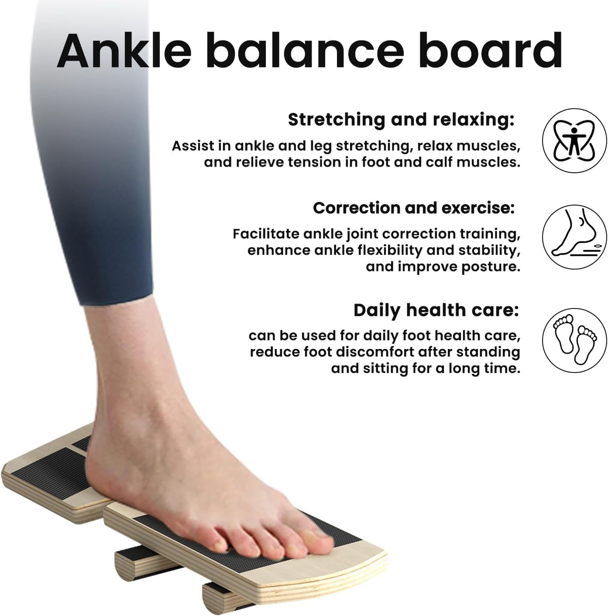Skiennix Ankle Balance Board - Foot Strengthener for Sprained Ankle Recovery & Stability Exercises | Posture Corrector & Foot Stretcher for Plantar Fasciitis Relief