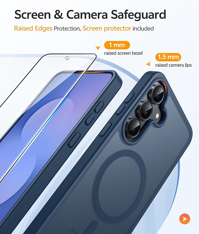 FNTCASE for Samsung Galaxy S25 FE Case: Magnetic Translucent Matte Military