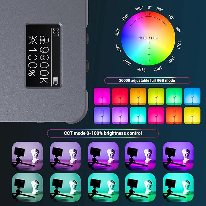 P96L RGB Video Light by SmallRig, Portable Metal LED Camera Light, 2500-8000K