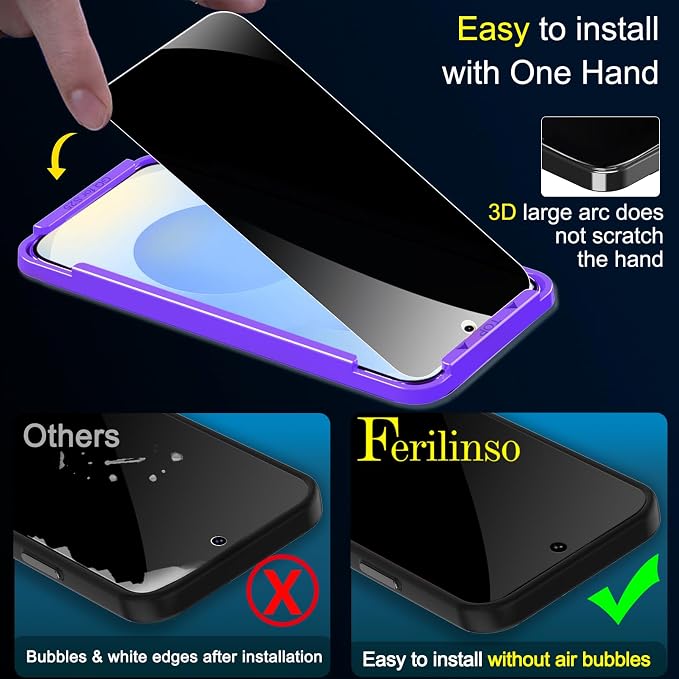 Ferilinso 3 Pack Privacy Screen Protector