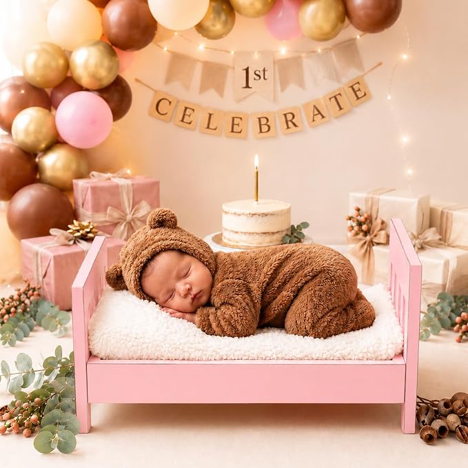 AceOrbit Photography Bed Props Wooden Vintage Photo Prop Photoshoot Props