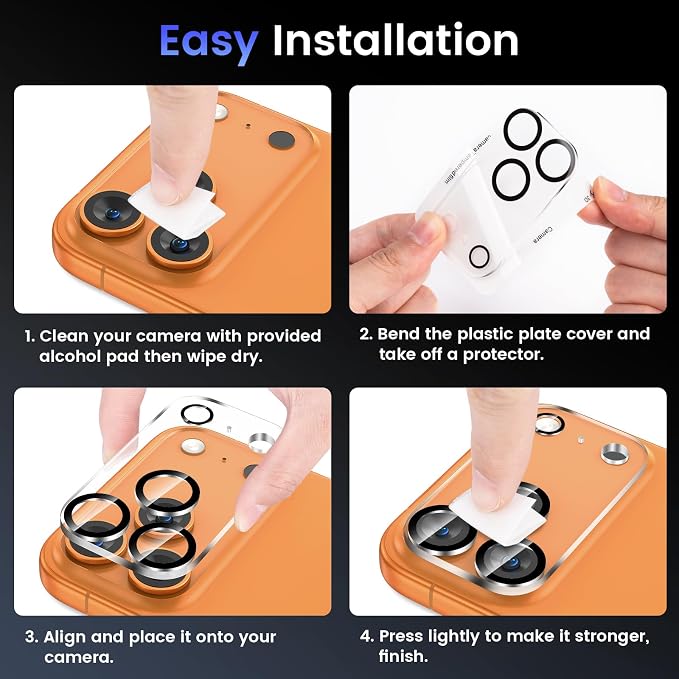Tensea [3Pcs for iPhone 17 Pro Camera Screen Protector, Tempered Glass Film