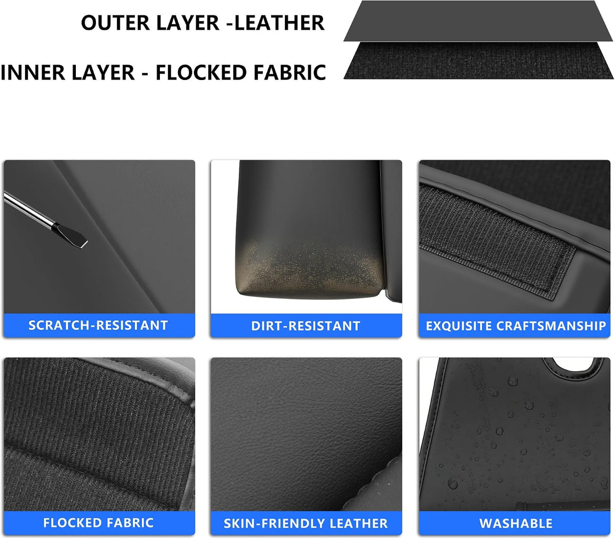 Upgrade Seat Back Organizer for Car – PU Leather Multi-Pocket Hanging Storage Bag with Bottle Holder & Travel Tidy Pouch Pocket Kids, Tissue Holder Large-Capacity Backseat Organizer , Black 1PC