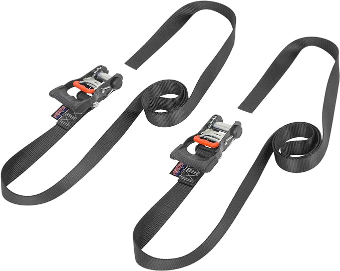 PowerTye Mfg Endless Ratchets - 1.5 inch x 7 Foot Ergonomic (no Hooks) - 800 lb. Working Load Limit - Black 2-Pack