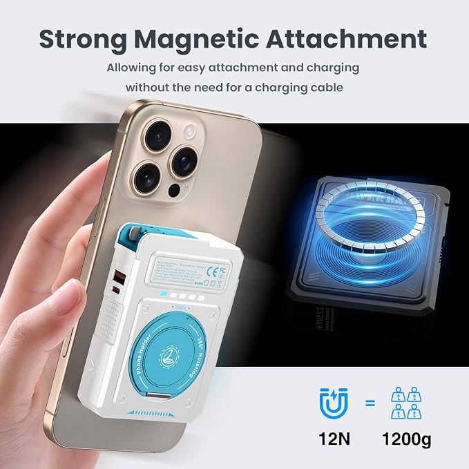 ummz for Magsafe Battery Pack 10000mAh,5-in-1 Magnetic Portable Charger with Wall Plug, Wireless Power Bank for Apple Watch,22.5W Fast Charging PowerBank for iPhone 17 Pro Max/16/15/14/13/12 Mini