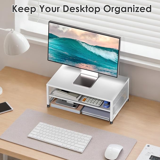 ECOLOVI 2-Tier Computer Monitor Stand Riser, Desk Organizer