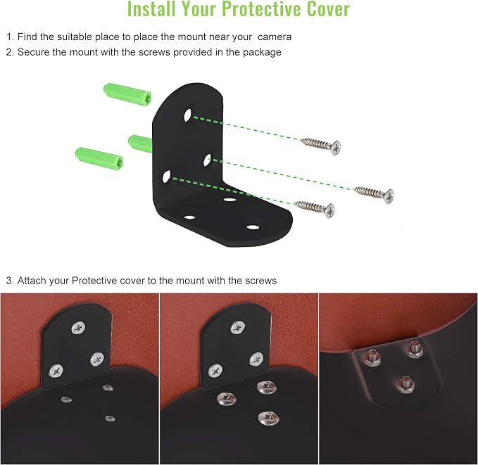 2 Pack Universal Sun Rain Shade Camera Cover Shield, Protective Roof