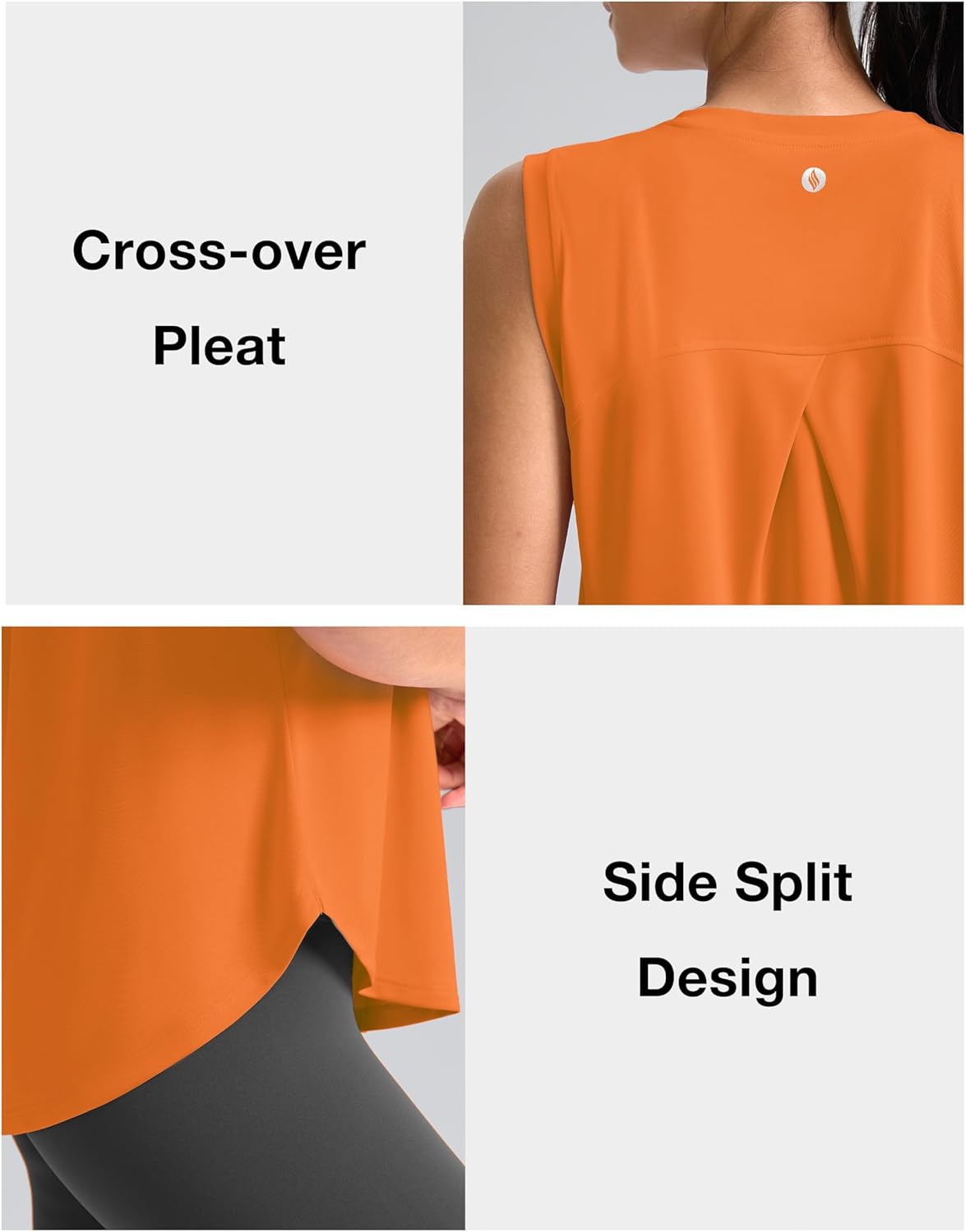 SANTINY Women's Sleeveless Workout Tops - Breathable Lightweight Yoga & Tennis Tank Shirts