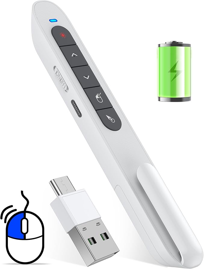 Air Mouse Clicker for Presentation Rechargeable Presenter Clicker Remote for