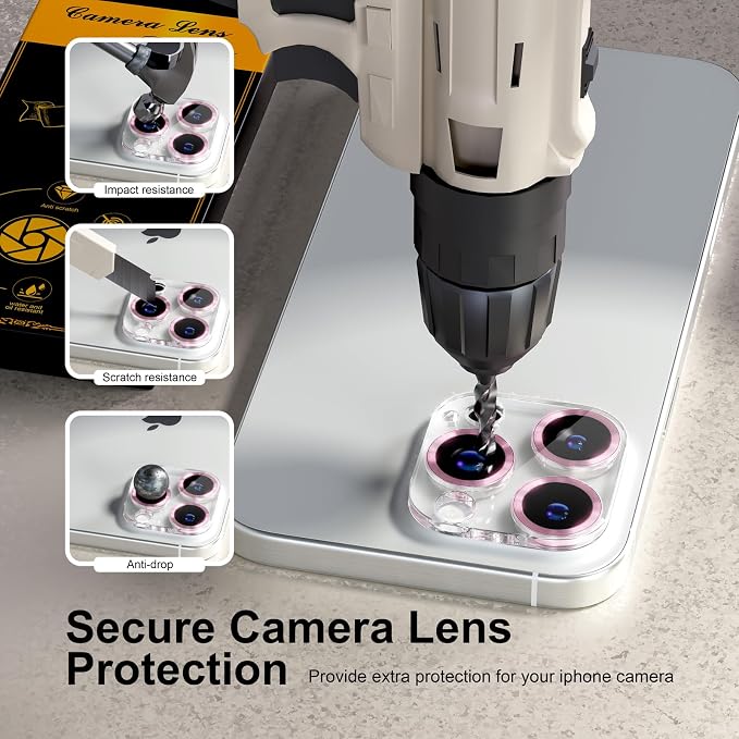 for 6 Pack iPhone 15 Pro/iPhone 15 Pro Max Camera Lens Protector 9H Tempered