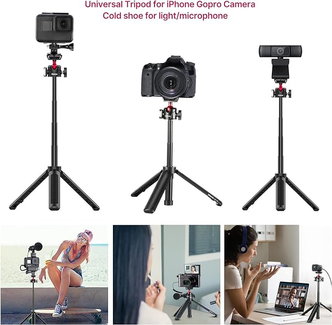 ULANZI MT-16 Extendable Mini Camera Tripod, 4 Levels Adjustment 360° Ball Head