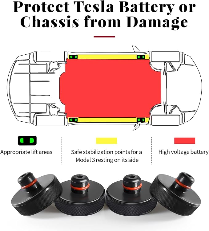 Chirano Lifting Jack Pad for Tesla Model Y with 4680 Battery (Texas Built), Small Size Protrusion, 4 Pucks with Storage Case