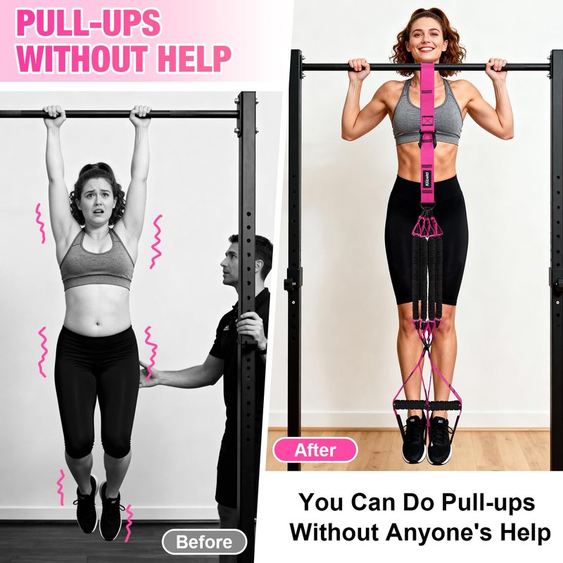 Pull Up Assistance Bands for Women, Heavy Duty Resistance Bands with Handles, Exercise Band with Door Anchor, Workout Band Set for Pull Up Bar, Full Body Sculpting,Muscle Training, Recovery, Home Gym
