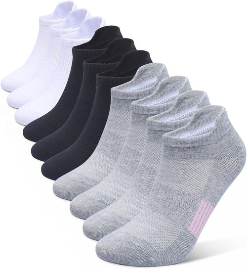 Henwarry Women's Low Cut Athletic Running Socks - 10 Pairs of Soft Cotton Ankle Tab Socks