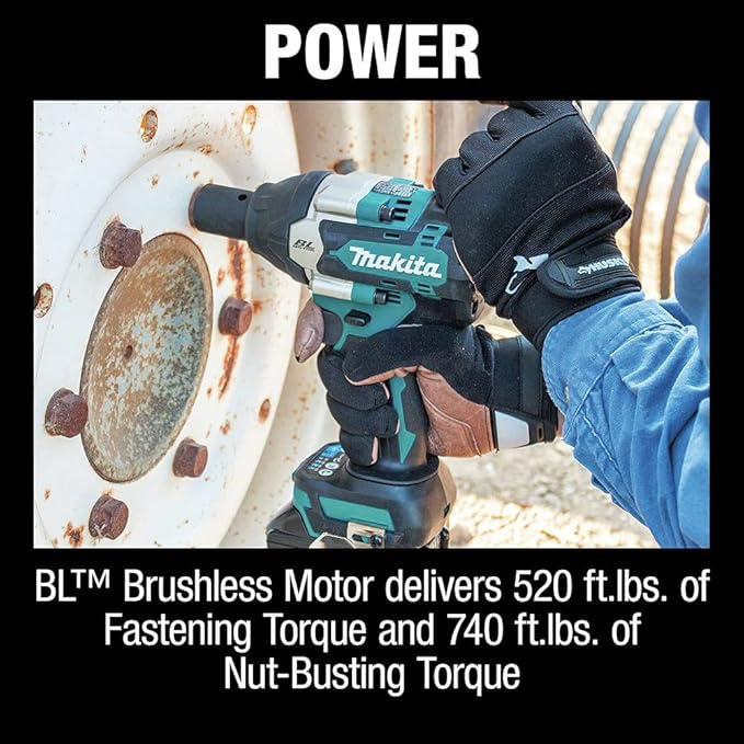 Makita XWT17T 18V LXT® Lithium-Ion Brushless Cordless 4-Speed Mid-Torque 1/2" Sq. Drive Impact Wrench Kit w/Friction Ring Anvil (5.0Ah)