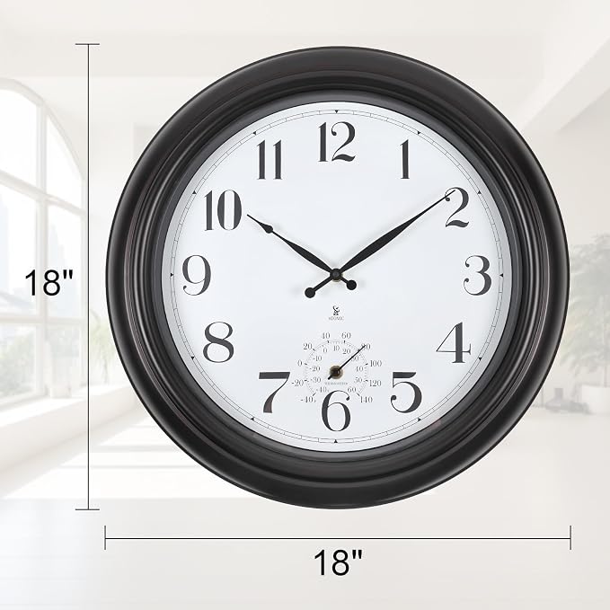 Atomic Outdoor Wall Clock 18 Inch Sealed Outdoor Waterproof Clock