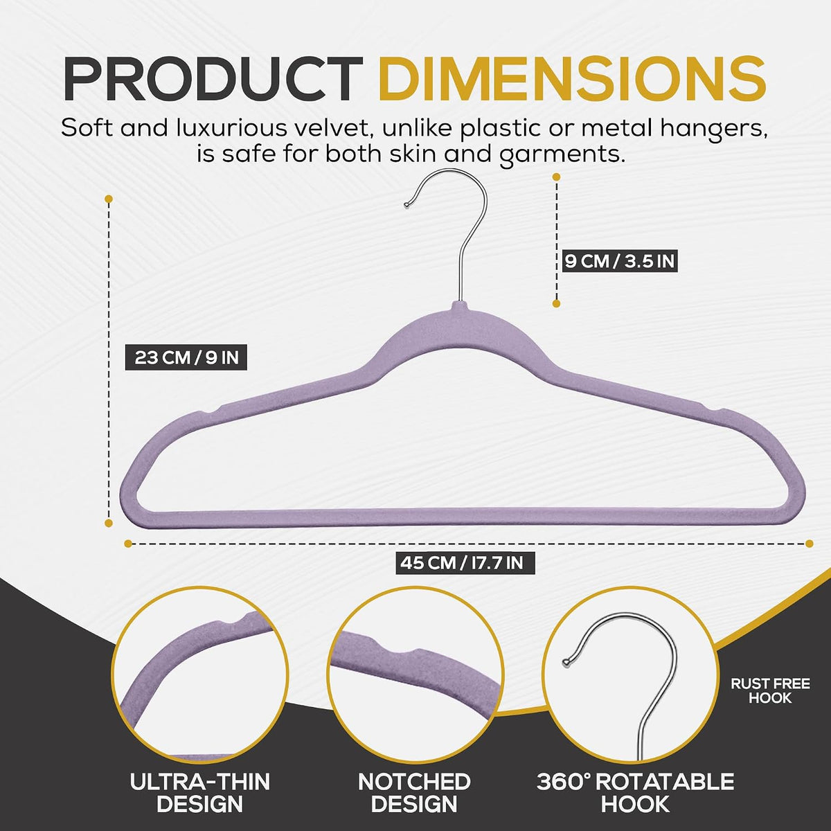 Techzoo Premium Velvet Hangers 50 Pack Ultra Thin Non Slip Adult Felt Space Saving Suit Hanger for Closet Heavy Duty Coat Pants Jackets Dress Hangers 360° Swivel Hook Hold Upto 10 lbs Purple Hangers