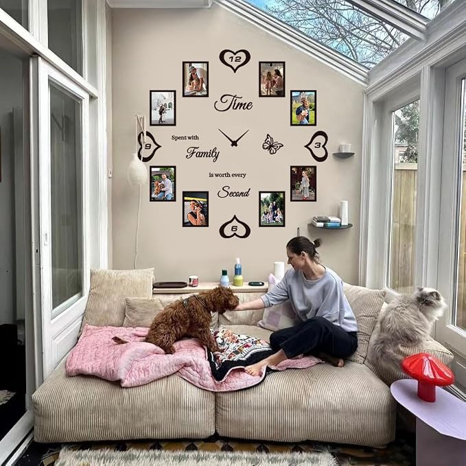 Datesno DIY Family Photo Frame Wall Clock Decal