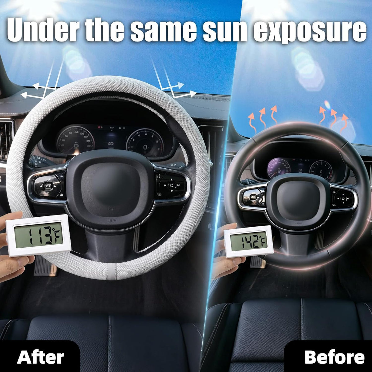 15 Inch Silicone Steering Wheel Cover for Women Thermoregulating All-Season