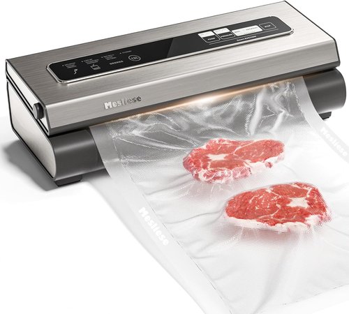 Mesliese Vacuum Sealer Machine - Powerful 90Kpa Food Preservation System | 6-in-1 Compact Design, Silver