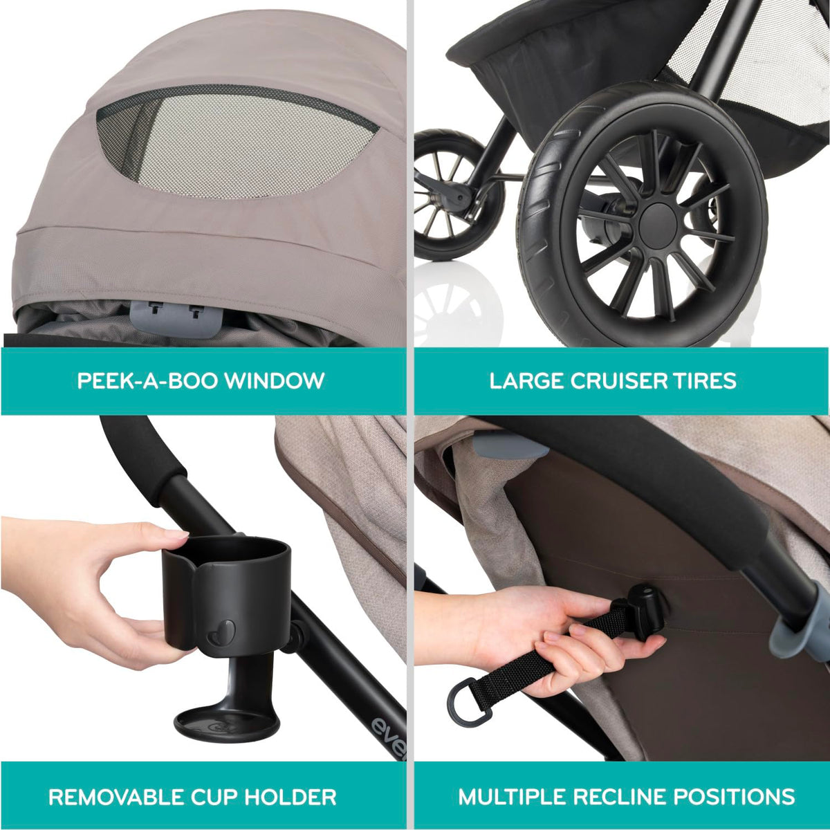 Evenflo Pivot Modular Travel System with LiteMax Preemie and Infant Car Seat (Casual Gray)