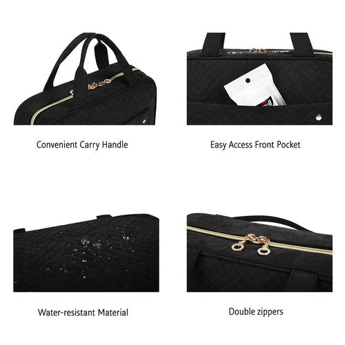 BAGSMART Toiletry Bag - Water-Resistant Travel Organizer with Hanging Hook | Medium Black Cosmetic Bag