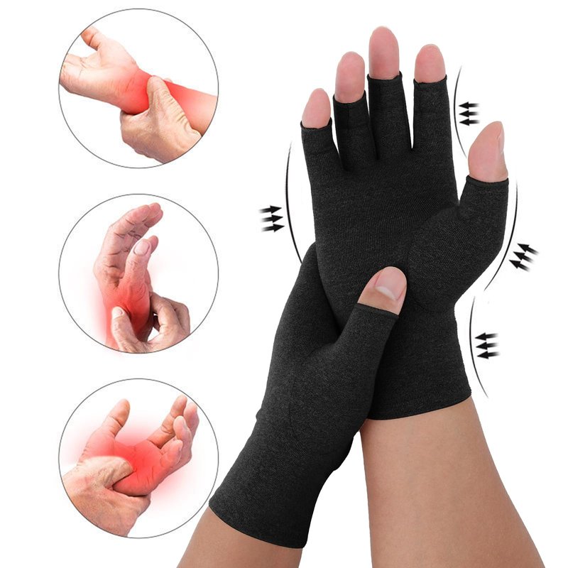 Senkary 3 Pairs Compression Arthritis Gloves Fingerless Carpal Tunnel Pain Relief Gloves for Women Men, Wrist Brace Hand Support for Swelling, Trigger Finger, Crocheting, Typing