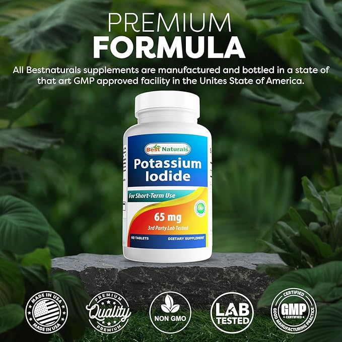 Best Naturals Potassium Iodide 65 mg - Dietary Supplement, 60 Tablets (60 Count (Pack of 1)) (1)