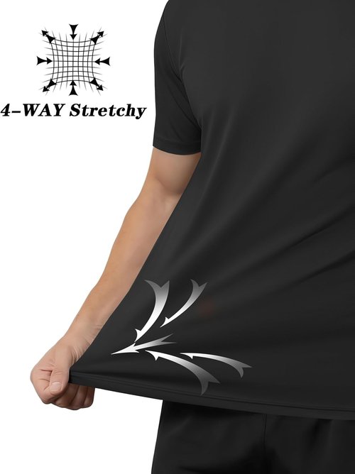 KEFITEVD Men's UPF 50+ Rash Guard T-Shirt - Quick Dry Sun Protection Athletic Tee