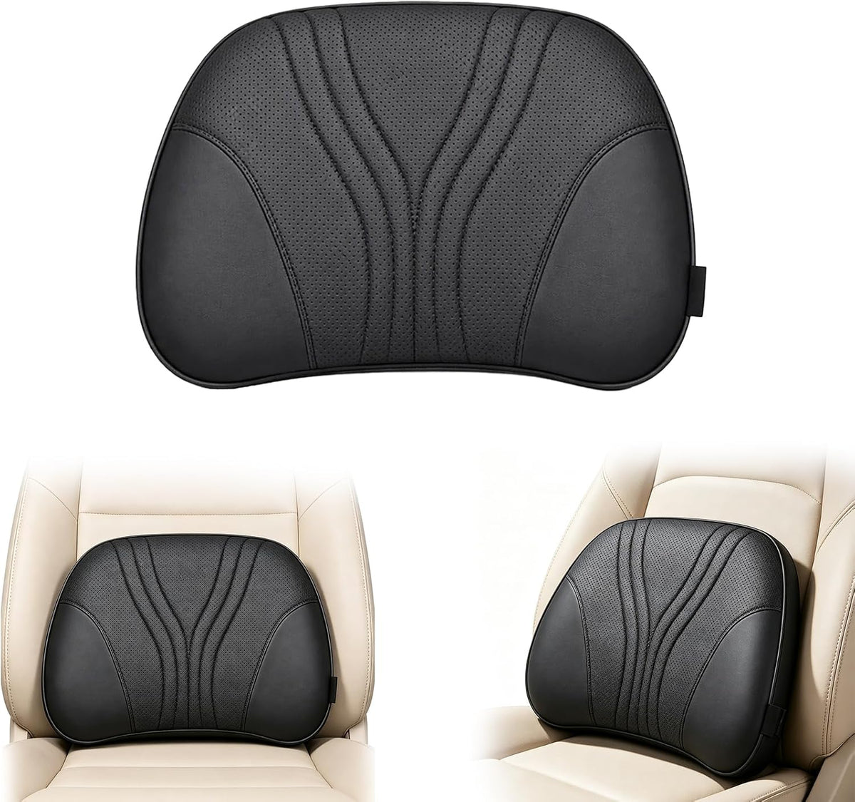 Fodeuxp Universal Memory Foam Car Lumbar Support Pillow, Black