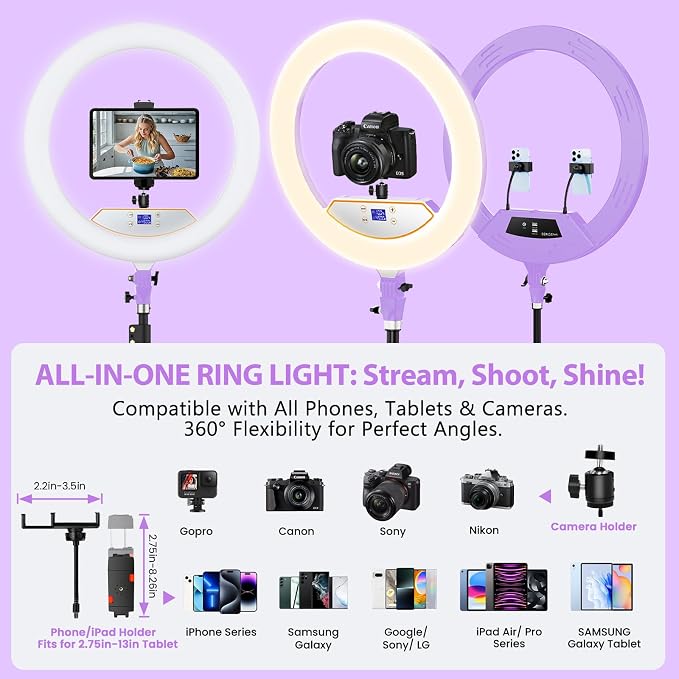 Ring Light 22inch Kit: Ring Light Tripod