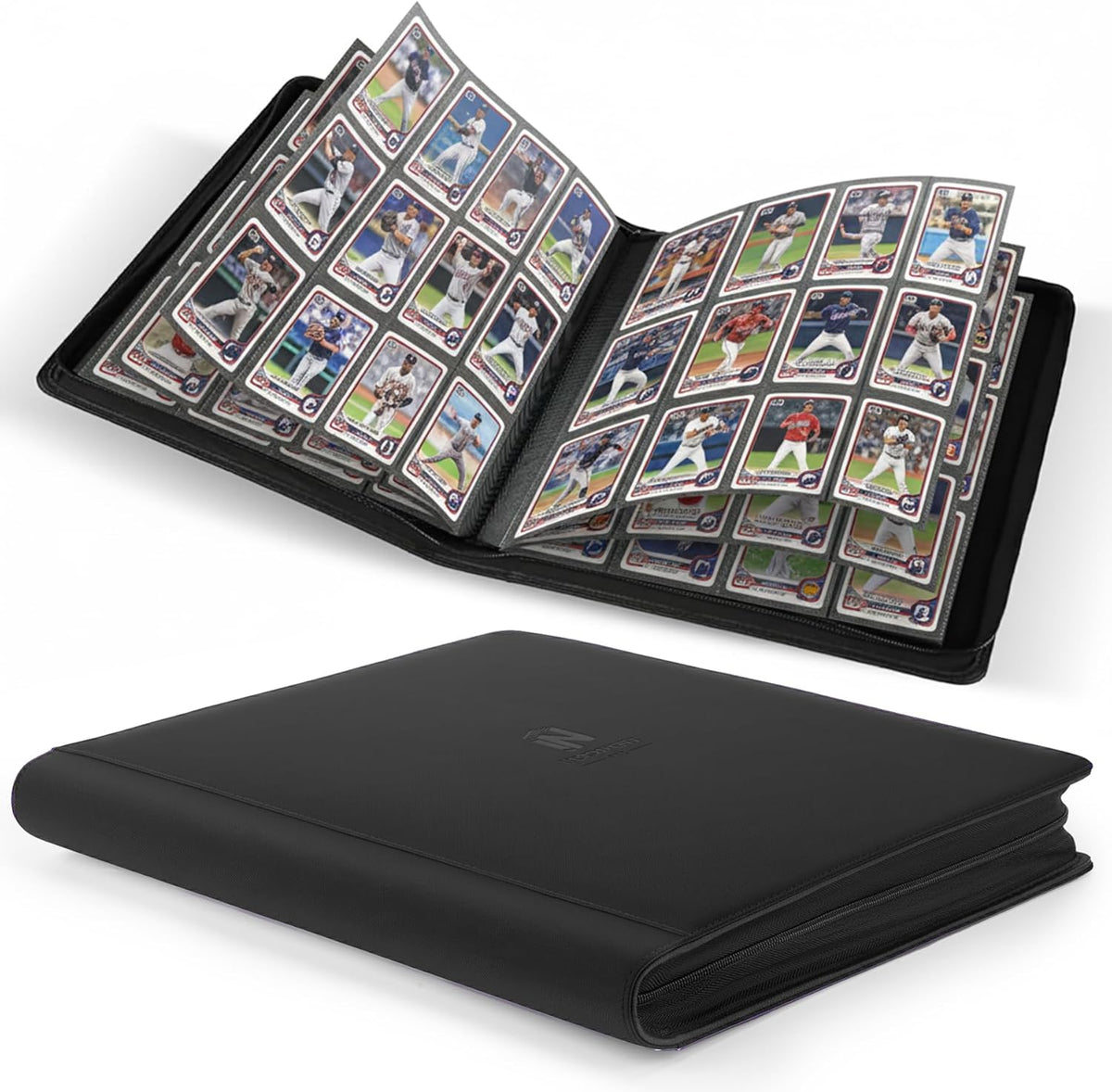 Skiennix Premium Card Binder - 12 Pocket Album for 720 Trading Cards | Durable PU Zipper, Black