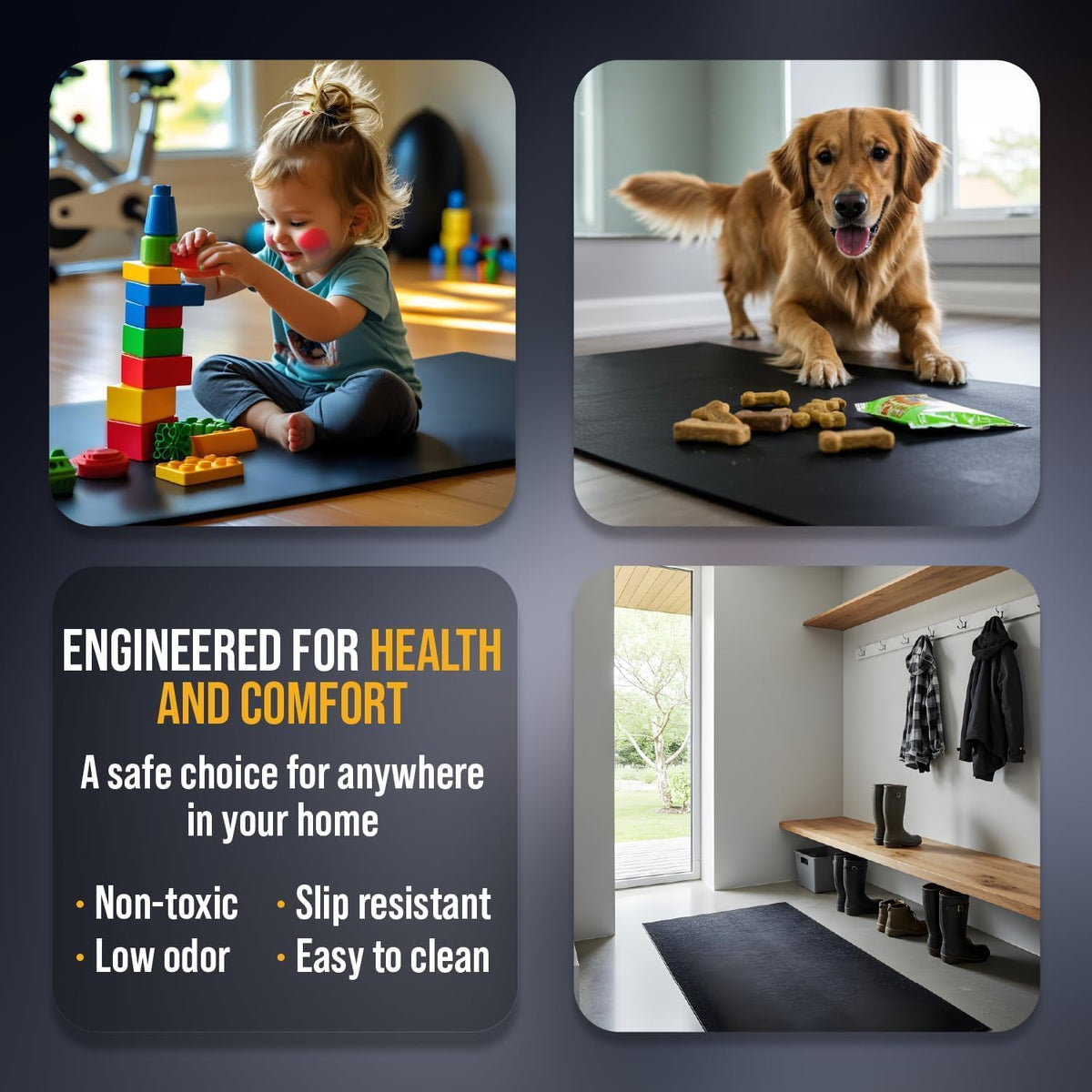 Rubber King Exercise Mat - Eco-Friendly Non-Slip Thick Rubber for Home Gym | Durable Indoor/Outdoor Use