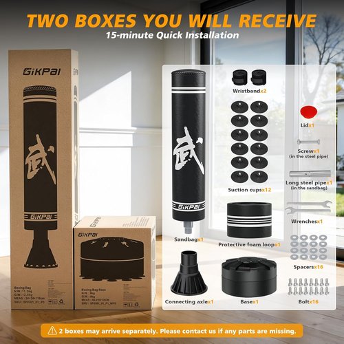 GIKPAL Freestanding Punching Bag - 67'' Heavy Boxing Bag with Gloves | Low-Noise Kickboxing for Home & Office