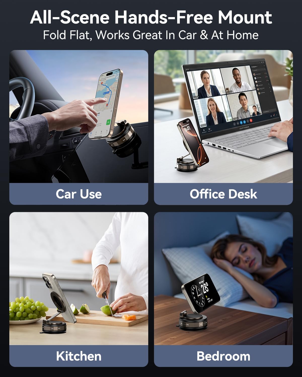 TECKNET Car Phone Holder,Vacuum Magnetic 360°Adjustable MagSafe Car Mount