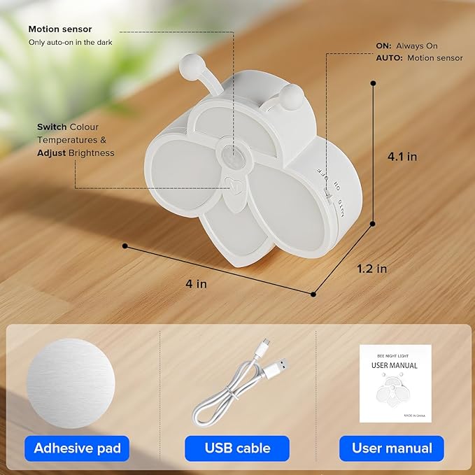 Motion Sensor Stair Lights Indoor - Rechargeable Dimmable RGBW & Warm White Night Light, Magnetic Mount Motion Activated Battery Lamp for Step Hallway Bathroom Cabinet Closet(Yellow, 1 Pack)