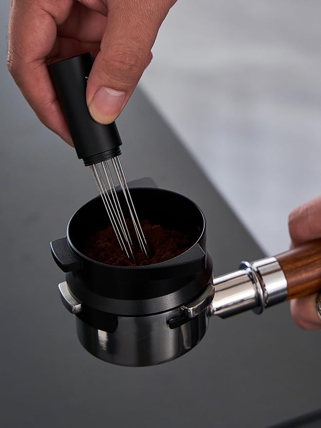 54mm Espresso Dosing Funnel and Puck Screen Set,Hands-Free portafilter funnel with Grinder Trigger.Fits Breville 54mm Portafilters.Reusable 316 Stainless Steel Puck Screen.(Black)