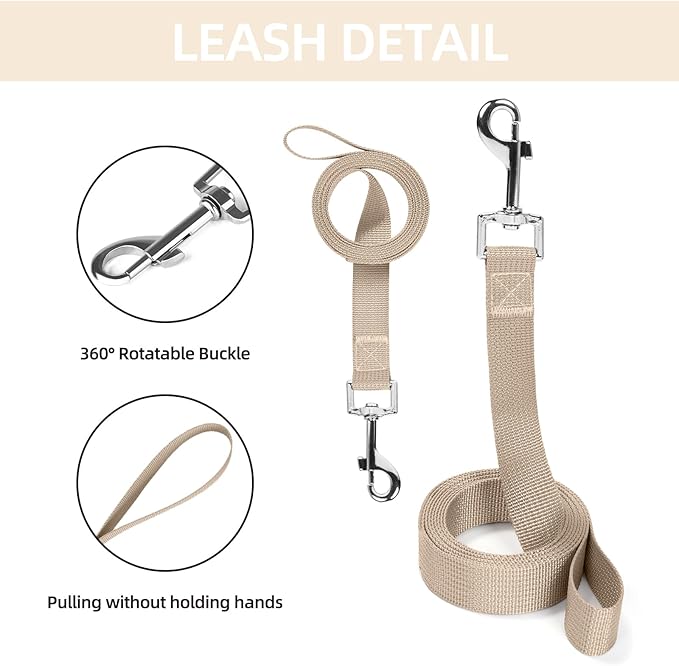 Small Dog Harness and Leash Set, Breathable Mesh Puppy Harness, Adjustable Dog Harness for Small Medium Large Dogs, No-Pull Pet Harness for Daily Walking (Faint Yellow, Large)