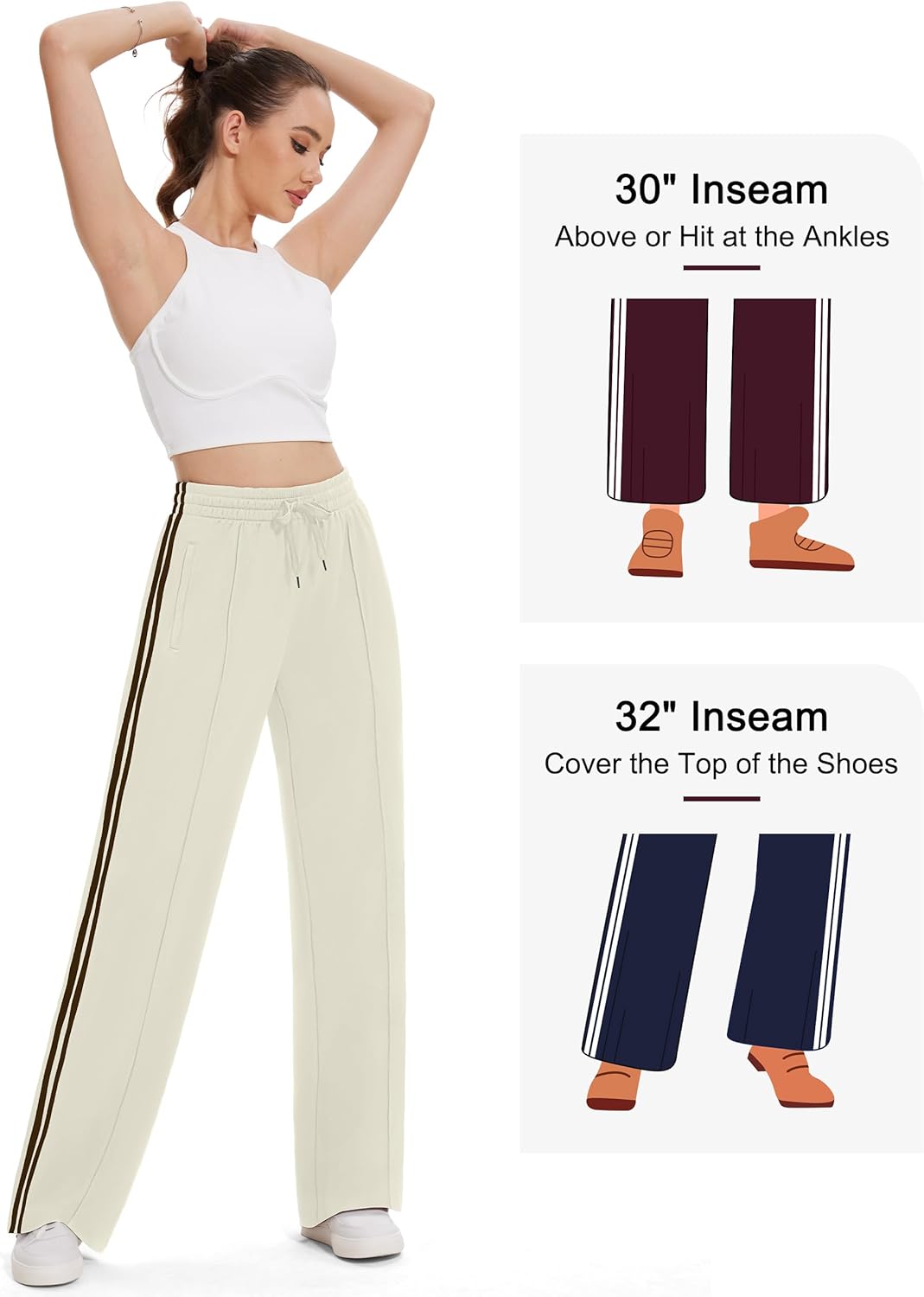 Tapata Women's Track Pants - Loose Straight Leg Jogging Sweatpants | Warm-Up Athletic Wear