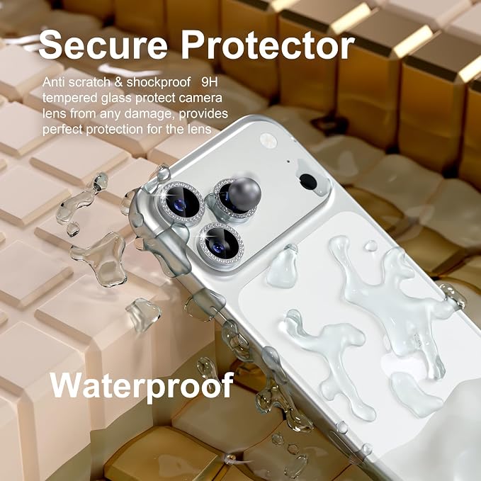 Misea Compatible for iPhone 17 Pro/iPhone 17 Pro Max Camera Lens Protector Bling