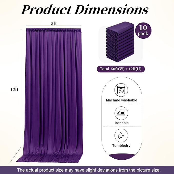 50ft x 12ft Purple Backdrop Curtains