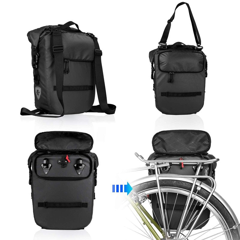 Rhinowalk Bike Pannier Bag 20L Bicycle Rear Rack Bag Laptop Storage Bag Backpack Shoulder Bag with Rain Cover