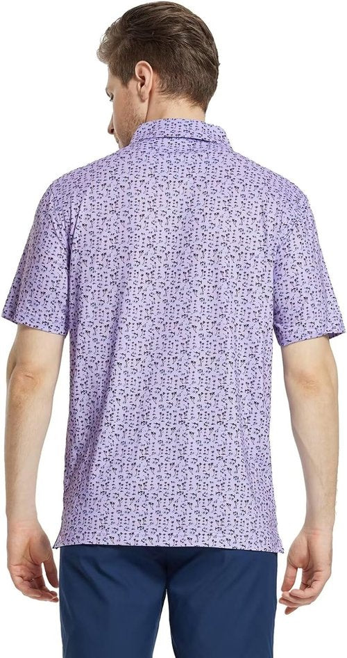M MAELREG Men's Golf Polo Shirt - Short Sleeve Moisture-Wicking Performance with Stylish Print Patterns