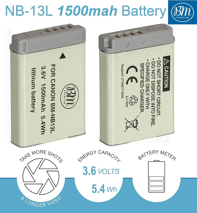 BM Premium NB-13L Battery for Canon PowerShot SX740 HS, G1 X Mark III, G5 X