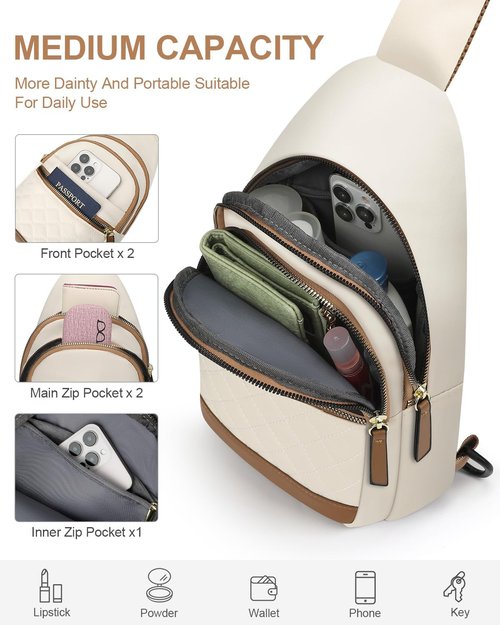 Capolo Sling Bag - Waterproof Crossbody Bag for Men & Women | Trendy Fanny Pack in Beige, Medium Size